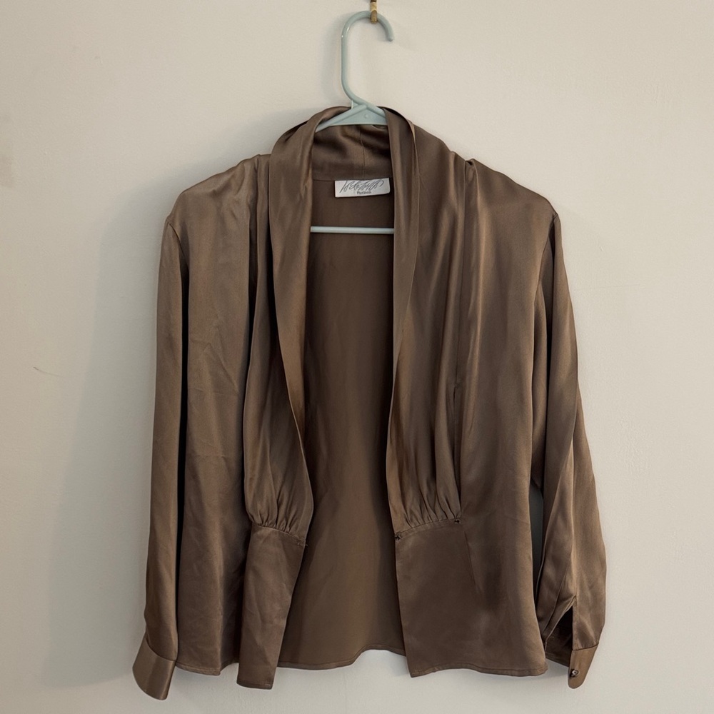 Lord & Taylor Elegant Brown Silk Blouse